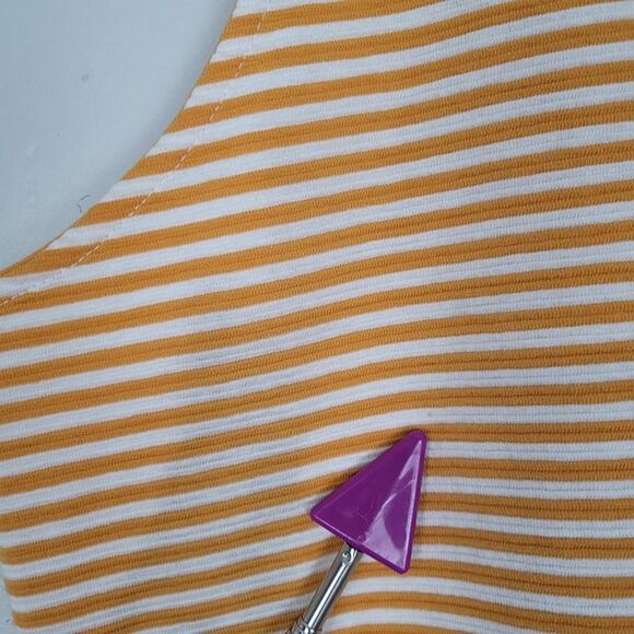 Anthropologie Deletta Size M Isa Tank Top Sleeveless Cut Out Back Striped Orange - Picture 8 of 12